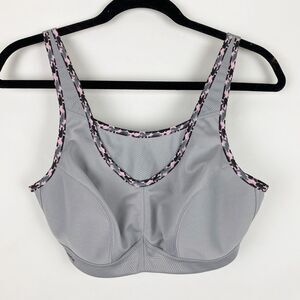 GLAMORISE No Bounce Non-Padded Camisole Sports Bra Gray Pink Camo -‎ Size 36C